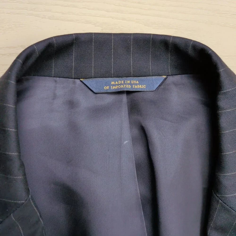 Brooks Brothers‎ Blazer Sport Coat Mens 44R 1818 Madison Black Pinstripe Wool